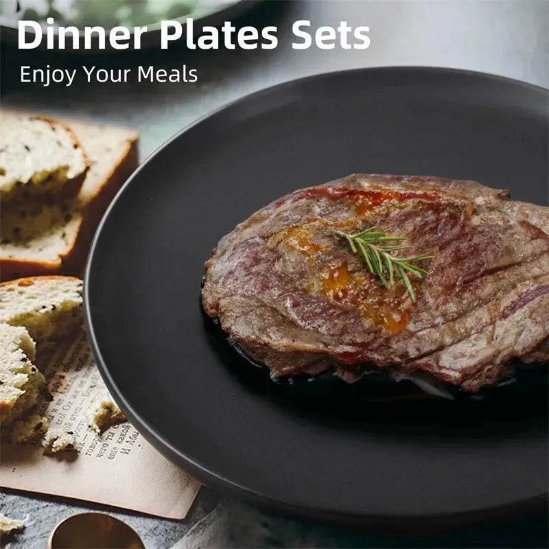 6PCS Flat Ceramic Steak Plate Salad Plates - www.Shopthatapp.com