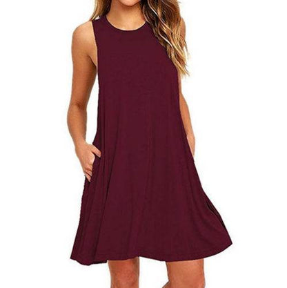 Casual Summer dress Women Pocket Dress Ladies beach mini dress