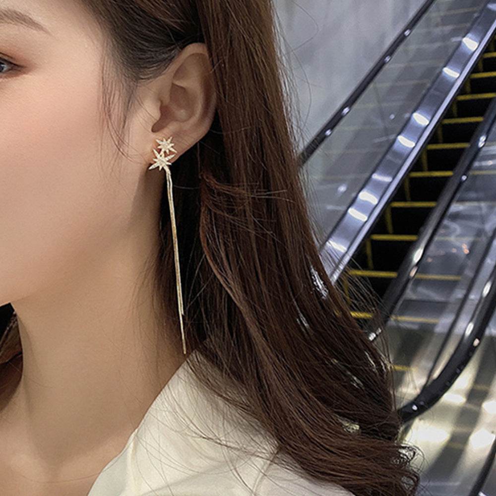 Women's Korean Style Long Tassel Drop Earrings Elegant Lightweight Statement Gold Plated Fashion Jewelry Wholesale - www.Shopthatapp.com