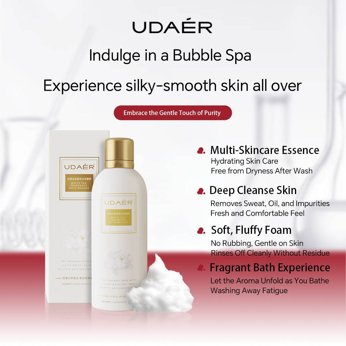 UDAER Cream Bubble Bath Hydrating Shower Gel Gentle Cleansing Body Wash - www.Shopthatapp.com