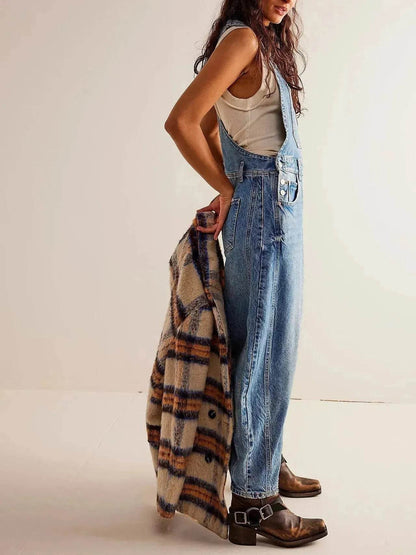 Casual  Loose Denim Overalls Street Jeans Jumper Pant Denim Jumper for Women - www.Shopthatapp.com