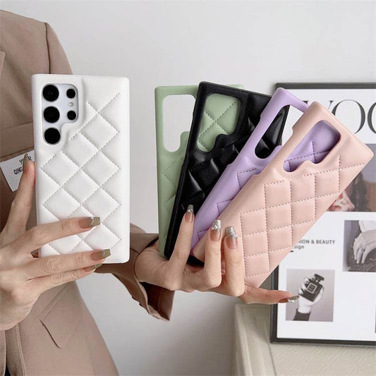 Diamond Plaid Samsung leather Phone case