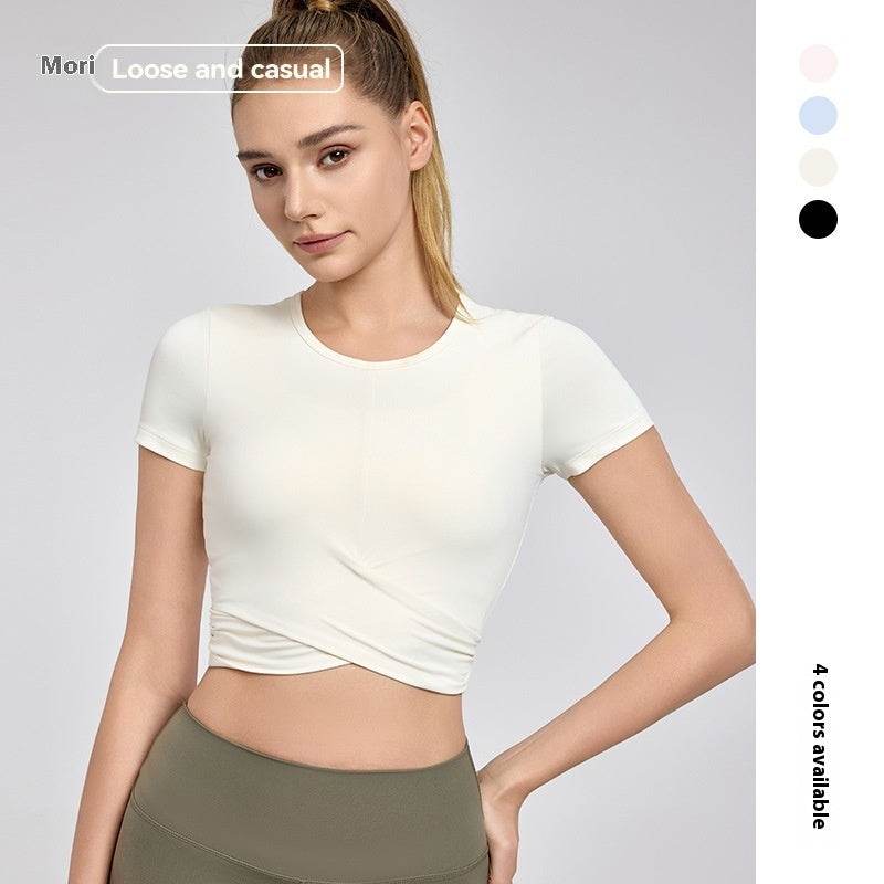 Fashion Short Sleeve Crop Workout Top for Women Yoga Crop Top - www.Shopthatapp.com