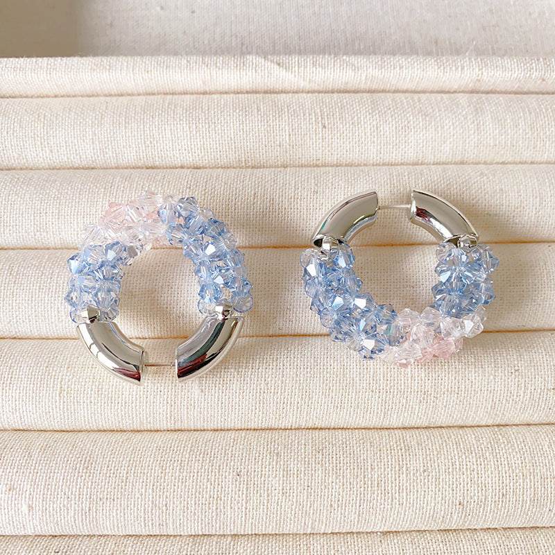 Colored Beaded Earrings Copper White Gold Plated - www.Shopthatapp.com