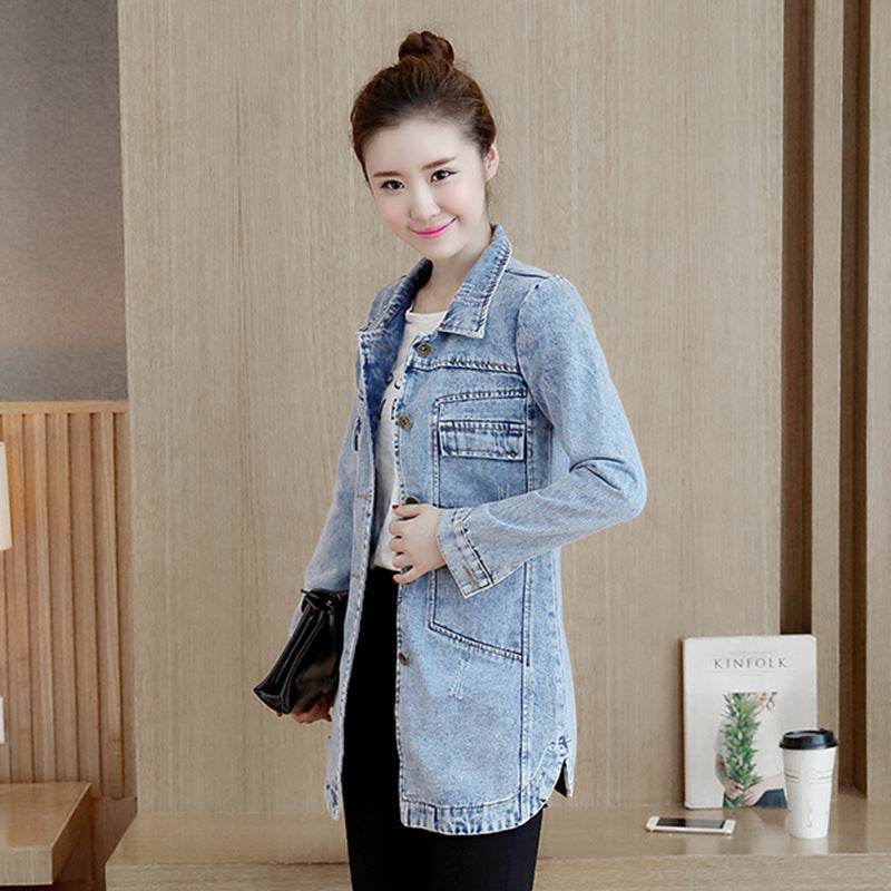 Women Denim Jacket Slim Mid Length - www.Shopthatapp.com