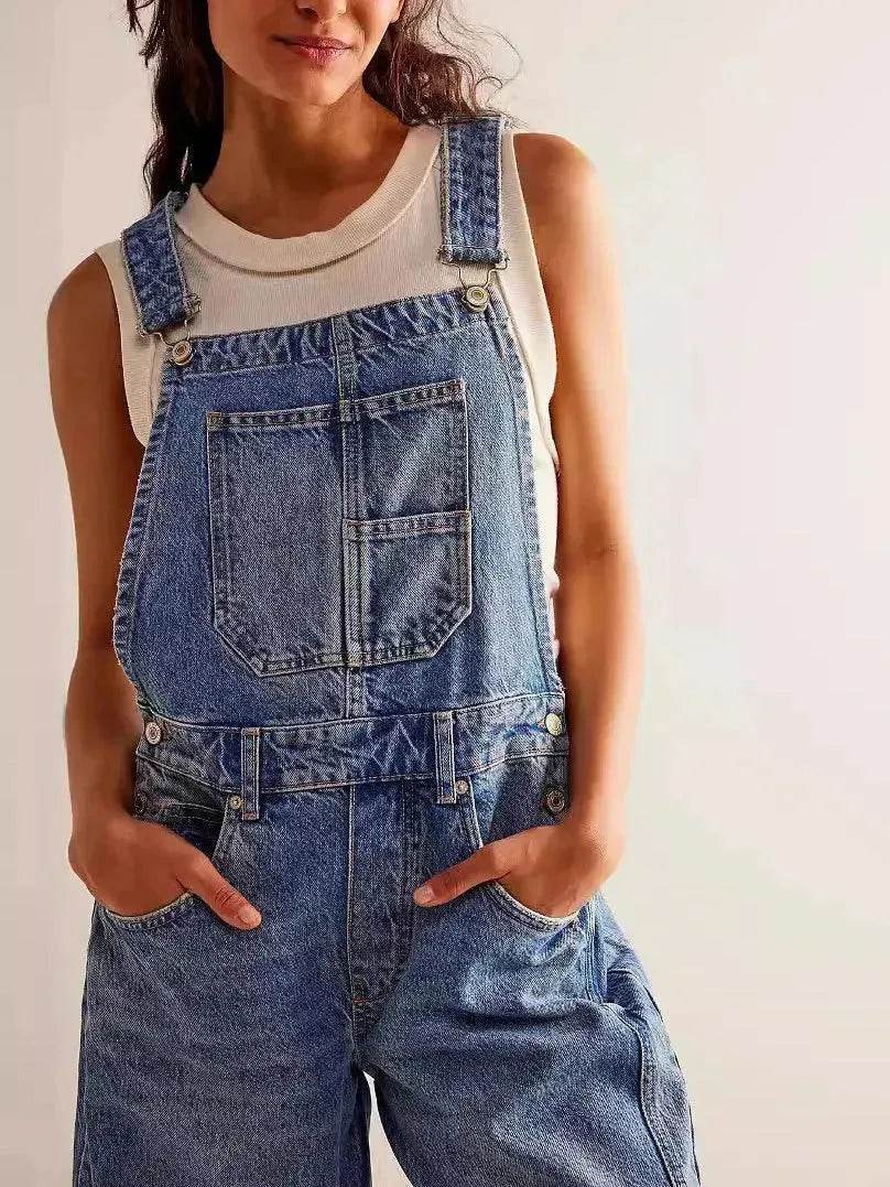 Casual  Loose Denim Overalls Street Jeans Jumper Pant Denim Jumper for Women - www.Shopthatapp.com
