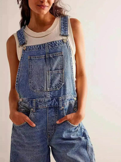Casual  Loose Denim Overalls Street Jeans Jumper Pant Denim Jumper for Women - www.Shopthatapp.com
