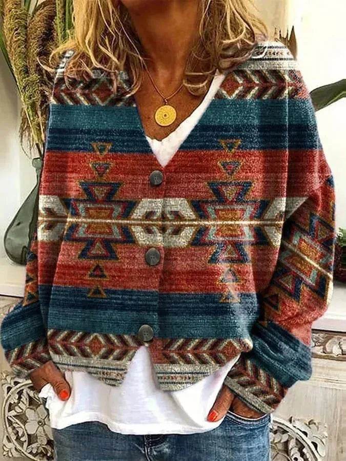 Christmas Abstract Printing Casual Cloak Coat Cardigan Sweater - www.Shopthatapp.com
