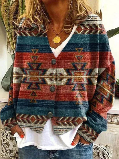 Christmas Abstract Printing Casual Cloak Coat Cardigan Sweater - www.Shopthatapp.com