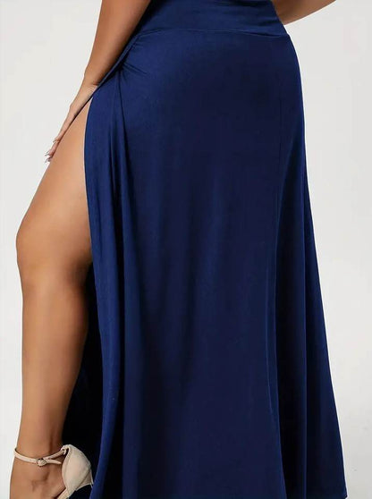 Women's High Waist Slit Solid Color Side Slit Maxi Skirt - www.Shopthatapp.com