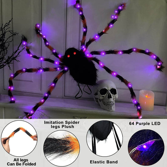Halloween Spider Backpack Nine LED Modes Plush Sugar Bag - www.Shopthatapp.com