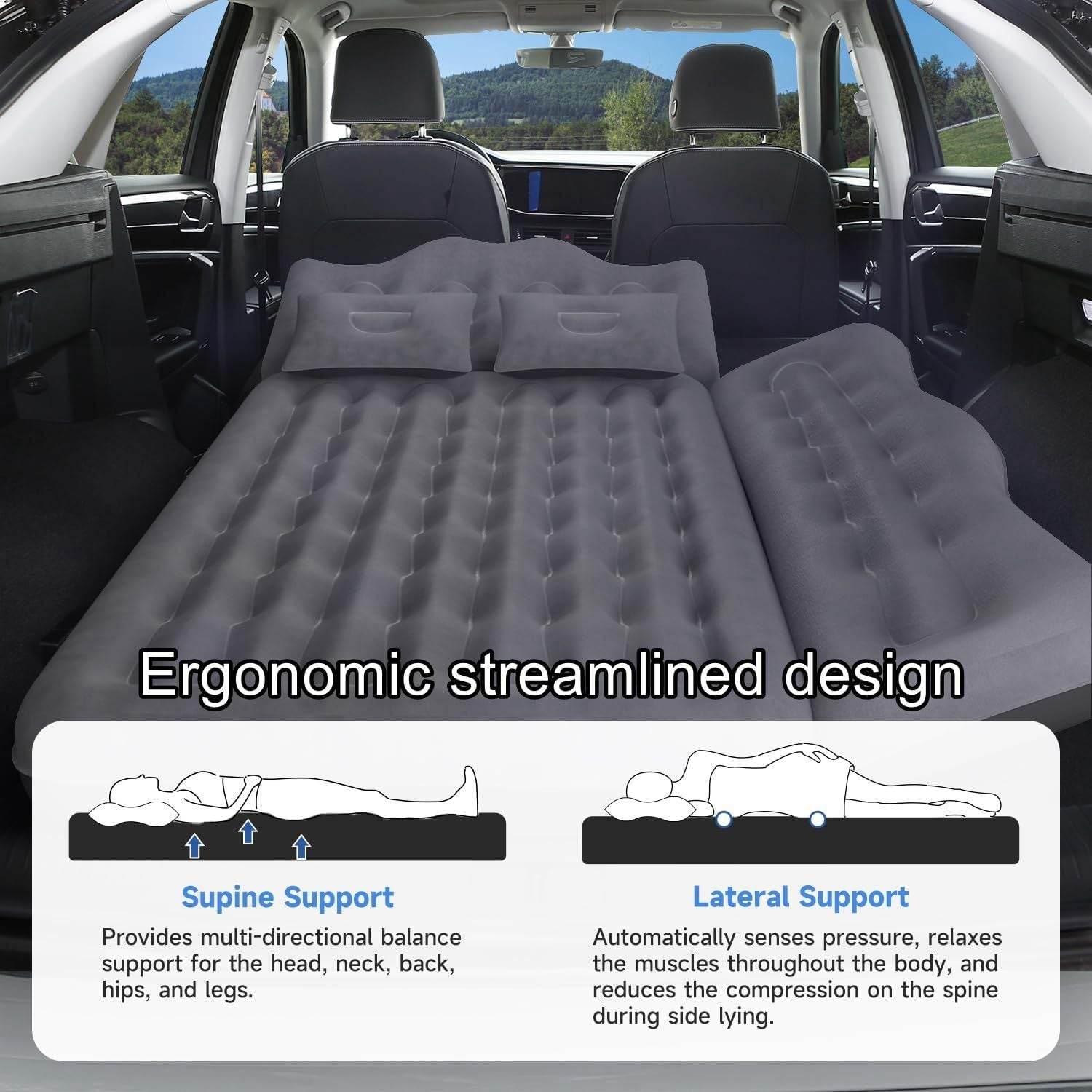 Inflatable Car Truck Outdoor Camping Air Mattress with 2 pillows - www.Shopthatapp.com