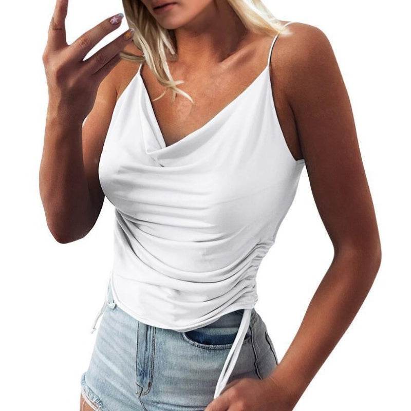 Spaghetti Strap Tops V-neck Camisole top Women Summer top - www.Shopthatapp.com