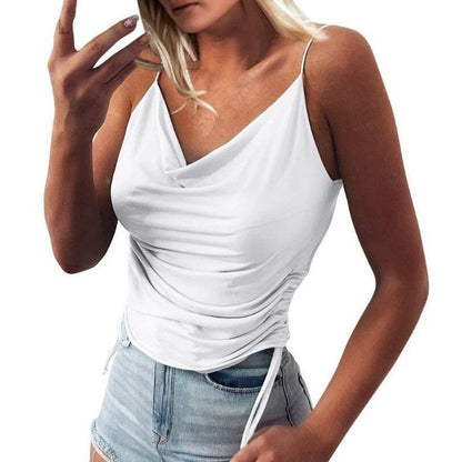 Spaghetti Strap Tops V-neck Camisole top Women Summer top - www.Shopthatapp.com