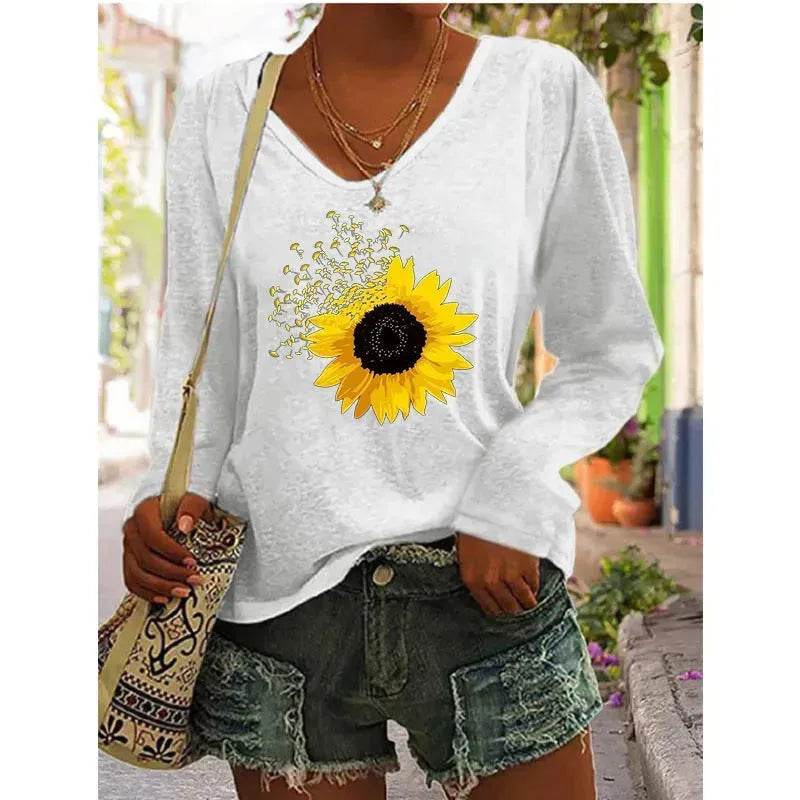 Women's V-neck Long Sleeved T-shirt - www.Shopthatapp.com