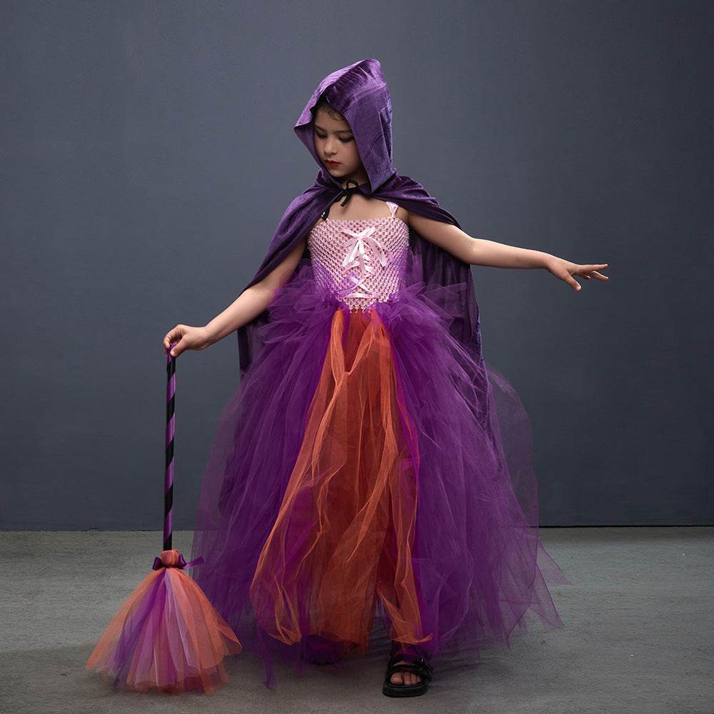 Halloween Costume Witch Children Dress Cloak Broom Set - www.Shopthatapp.com