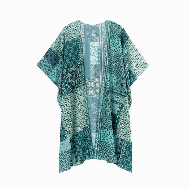 Spring Summer Printed Sun Protection Beach Kimono Cardigan Blouse top Women - www.Shopthatapp.com