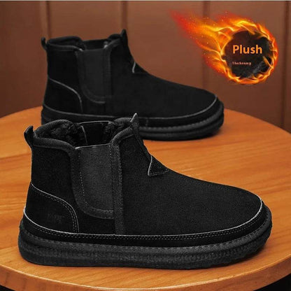 Winter Fleece Snow Boots Round-toed Flat Shoes Casual Warm Sports Shoes Men Ankle Boot - www.Shopthatapp.com