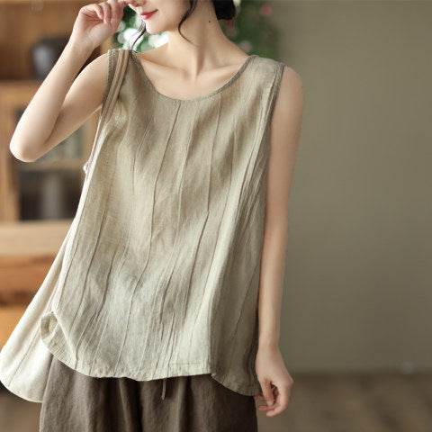 Casual Cotton And Linen Art Solid Color Loose-fitting Versatile summer blouse Top  For Women - www.Shopthatapp.com