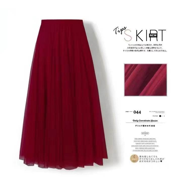Pleated Mesh Midi Skirt – Women's Prairie Swing Skirt - www.Shopthatapp.com