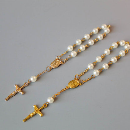 Beads Pearl Cross Full Moon Blessing Bracelet Fashion Jewelry - www.Shopthatapp.com