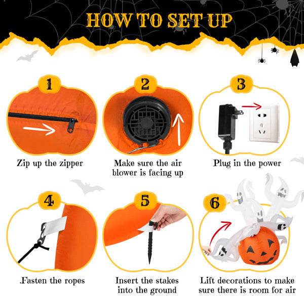 Halloween decorations - 5.9 FT Halloween Inflatable Pumpkin Ghost Outdoor Decorations - www.Shopthatapp.com