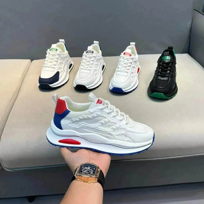 White Laceup Sneakers Fashion Breathable Mesh Flat Shoes Lightweight Versatile Casual Running Walking Shoes - www.Shopthatapp.com