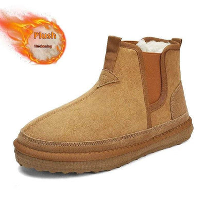 Winter Fleece Snow Boots Round-toed Flat Shoes Casual Warm Sports Shoes Men Ankle Boot - www.Shopthatapp.com