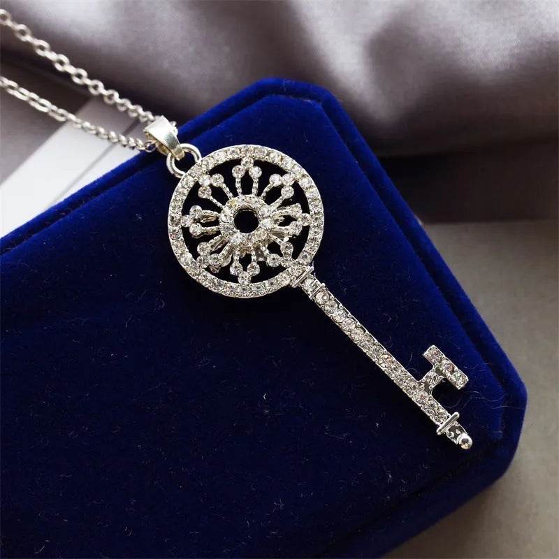 Diamond Garland Key Necklace For Women Reel Chain - www.Shopthatapp.com