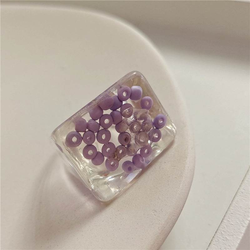 New Transparent Resin Ring Fruit Square Ring Acrylic Ring - www.Shopthatapp.com