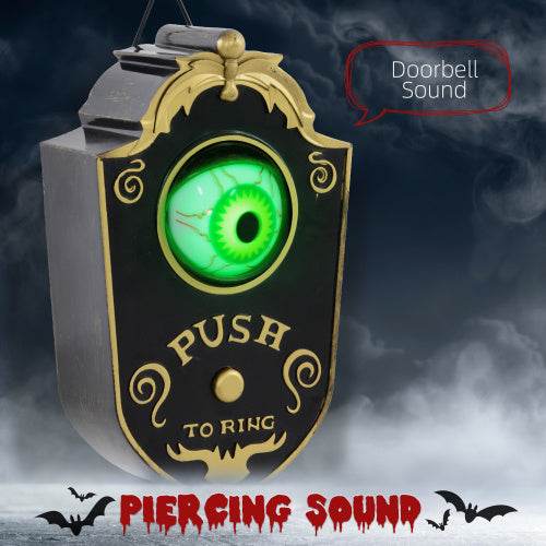 HOMCOM 7.1 Halloween Decoration, Animatronic Doorbell With Simulation Light-up Eyeball, Sound And Motion Activated Animated Prop W  Piercing Doorbell Sound - www.Shopthatapp.com