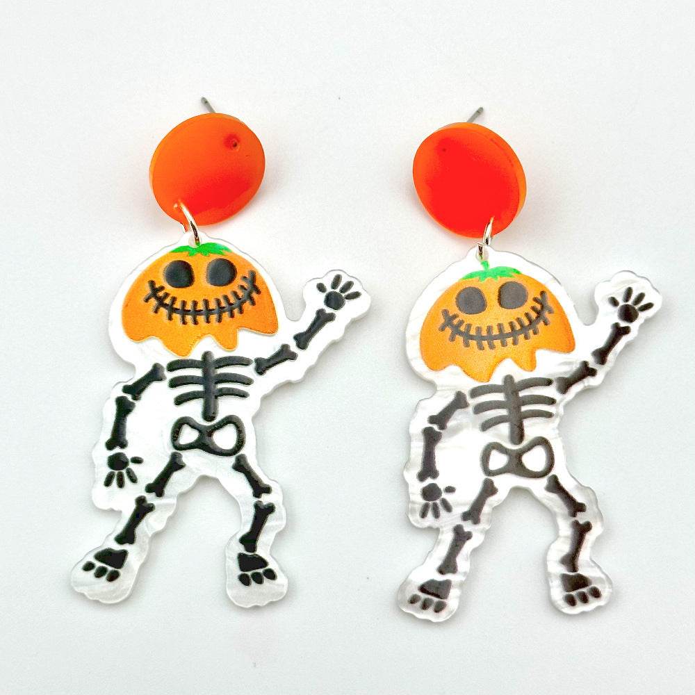 Halloween Day Ornament Colorful Ghost Eyes Funny Acrylic Earrings For Women