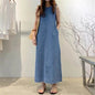 Women's Fashion Sleeveless Mum loose Long Denim Dress - www.Shopthatapp.com