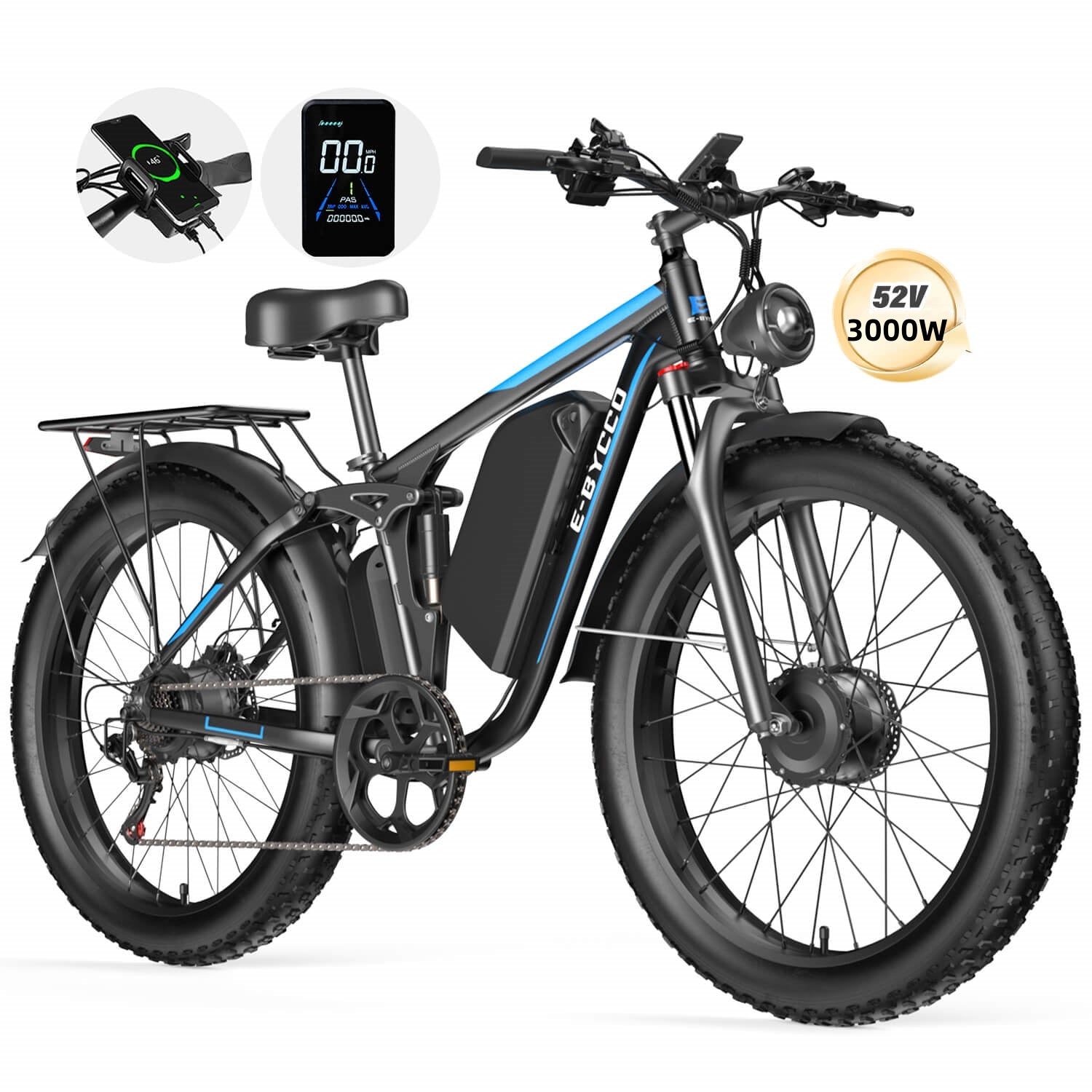 E·Bycco 24" EB7Pro Best Off Road Electric Bike 2000W Peak 3000W 52V 32Ah - www.Shopthatapp.com