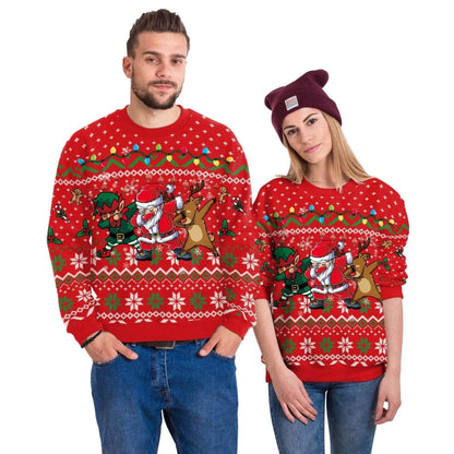 Men And Women Digital Printing Christmas Round Neck Sweater Tops - www.Shopthatapp.com