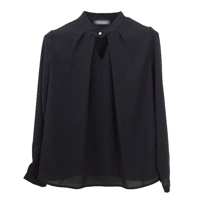 White Chiffon Blouse top Long Sleeves Office Blouses For Women - www.Shopthatapp.com