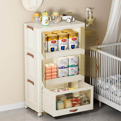 Baby Safety Transparent Opening Lid Indoor Home Decoration Storage Cabinet With Wheels - www.Shopthatapp.com