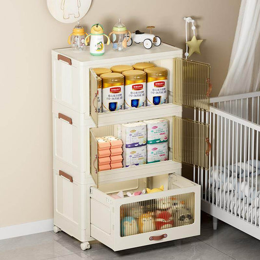 Baby Safety Transparent Opening Lid Indoor Home Decoration Storage Cabinet With Wheels - www.Shopthatapp.com
