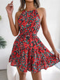 Casual Spring Summer Tie Belt Halter neck Swing Floral mini dress - www.Shopthatapp.com