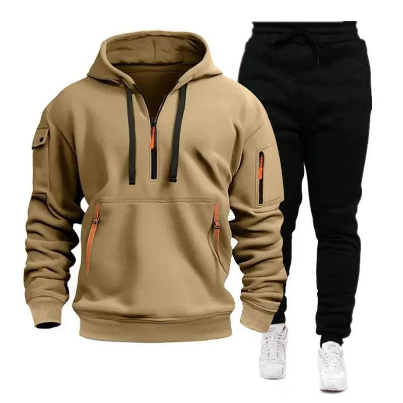 Men's pocket Half Zipper Hoodie Sweatshirt Pullover Sportswear - www.Shopthatapp.com