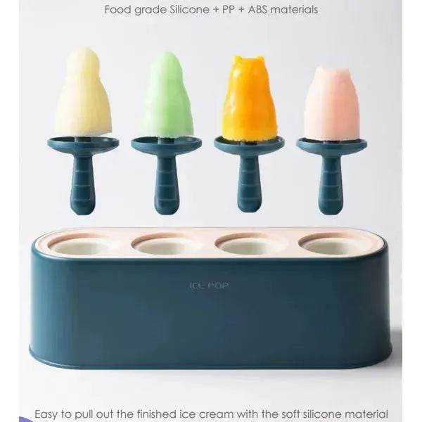 4 Cavities Reusable Silicone Popsicle Mold Maker DIY ice cream mold - www.Shopthatapp.com