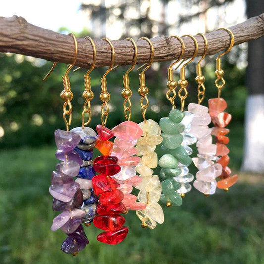 Handmade DIY Natural Crystal Stone Beaded Earrings - www.Shopthatapp.com