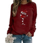 Clothing Christmas Women's Sweater Christmas Hat Red Wine Glass Graphic Print Crew Neck Long-sleeved Sweater - www.Shopthatapp.com