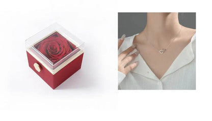 Fashion Acrylic Rotating  Valentine  Rose Jewelry gift  Box - www.Shopthatapp.com