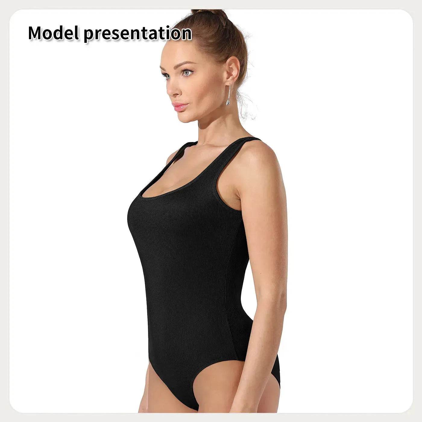 One piece Full body shaper Sleeveless Square neckline Bodysuit - www.Shopthatapp.com