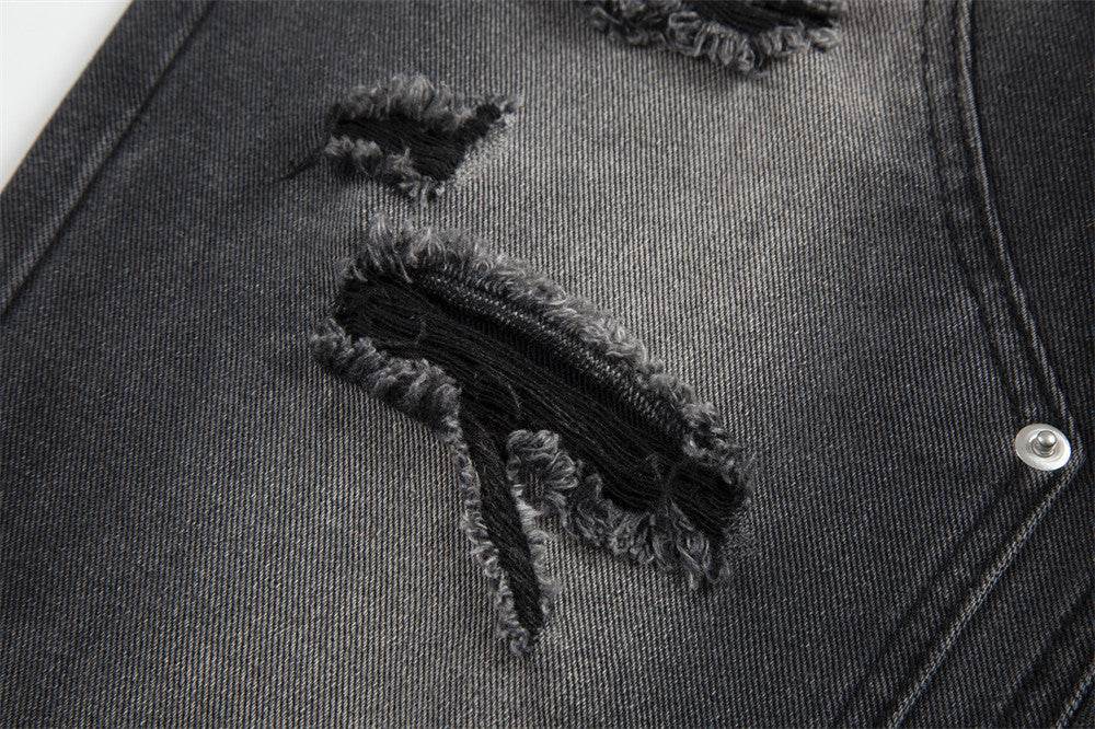 Punk Beggar Ripped Denim Straight-leg Trousers Men Jeans - www.Shopthatapp.com