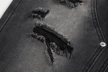 Punk Beggar Ripped Denim Straight-leg Trousers Men Jeans - www.Shopthatapp.com