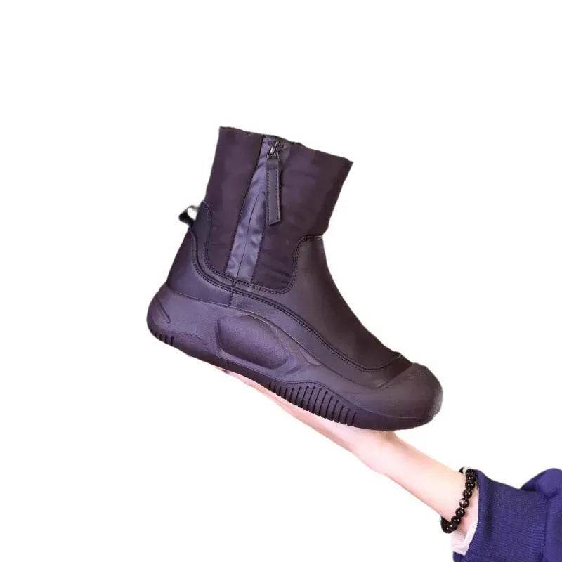 Winter Plush Snow Boots With Side Zipper Warm Thick-sole Non-slip Waterproof Short Shoes For Women - www.Shopthatapp.com