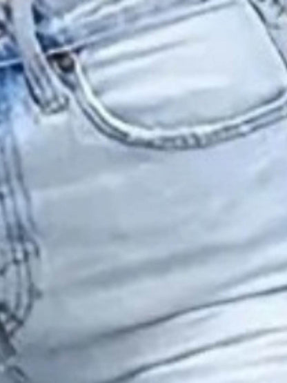 Women's High Waisted Light Colored Straight Leg Jeans, High Waisted And Cinched, High Stretch Blended Fabric, Comfortable And Versatile - www.Shopthatapp.com