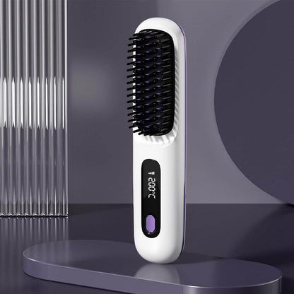 S7 Portable Cordless Hair Straightening Brush With LED Display - Lightweight Mini Negative Ion Hot Brush, USB Rechargeable Women's Travel Essentials Gift, Scald Protection - www.Shopthatapp.com